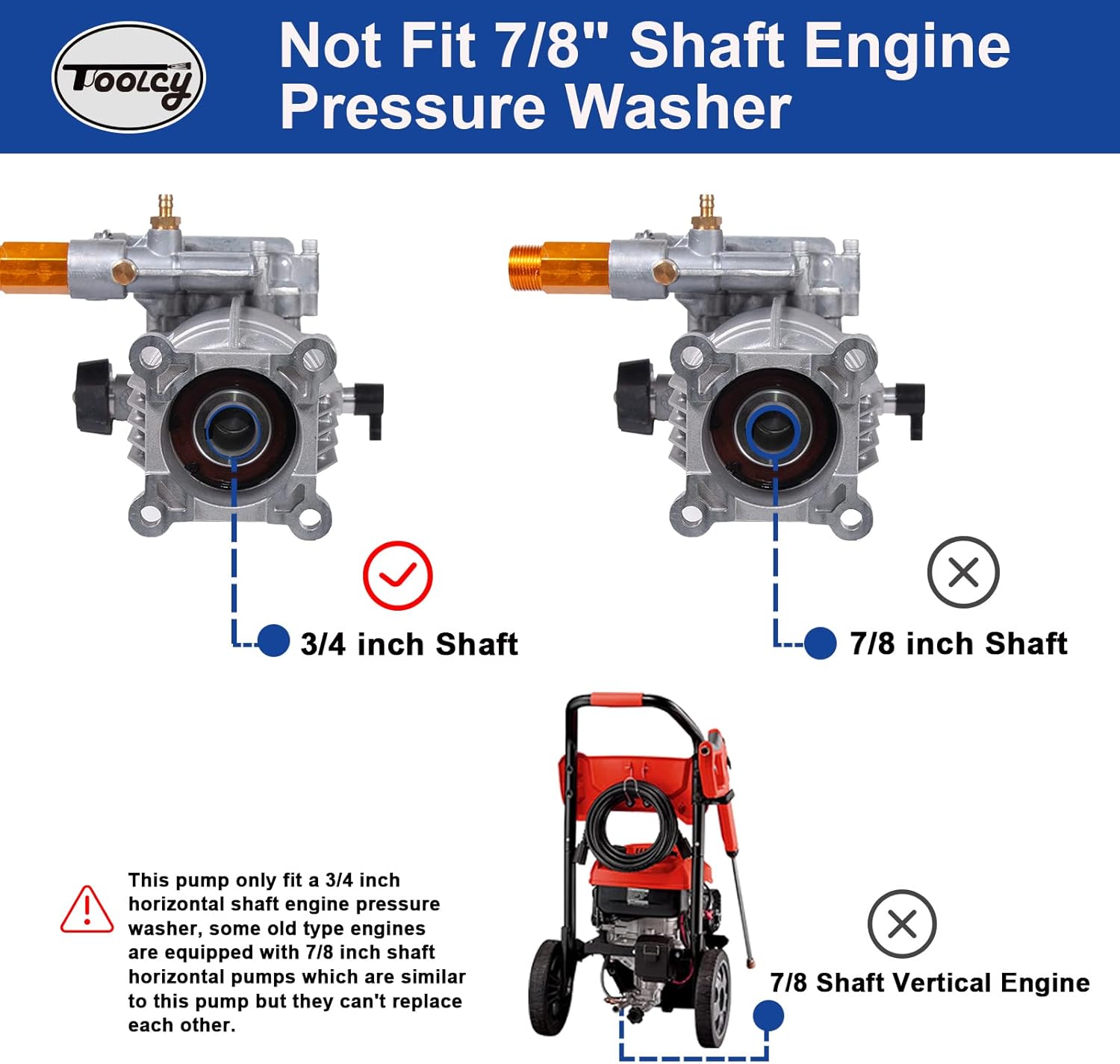 3/4" Shaft Horizontal Pressure Washer Pump, Max 3100 PSI @ 2.5 GPM T2224