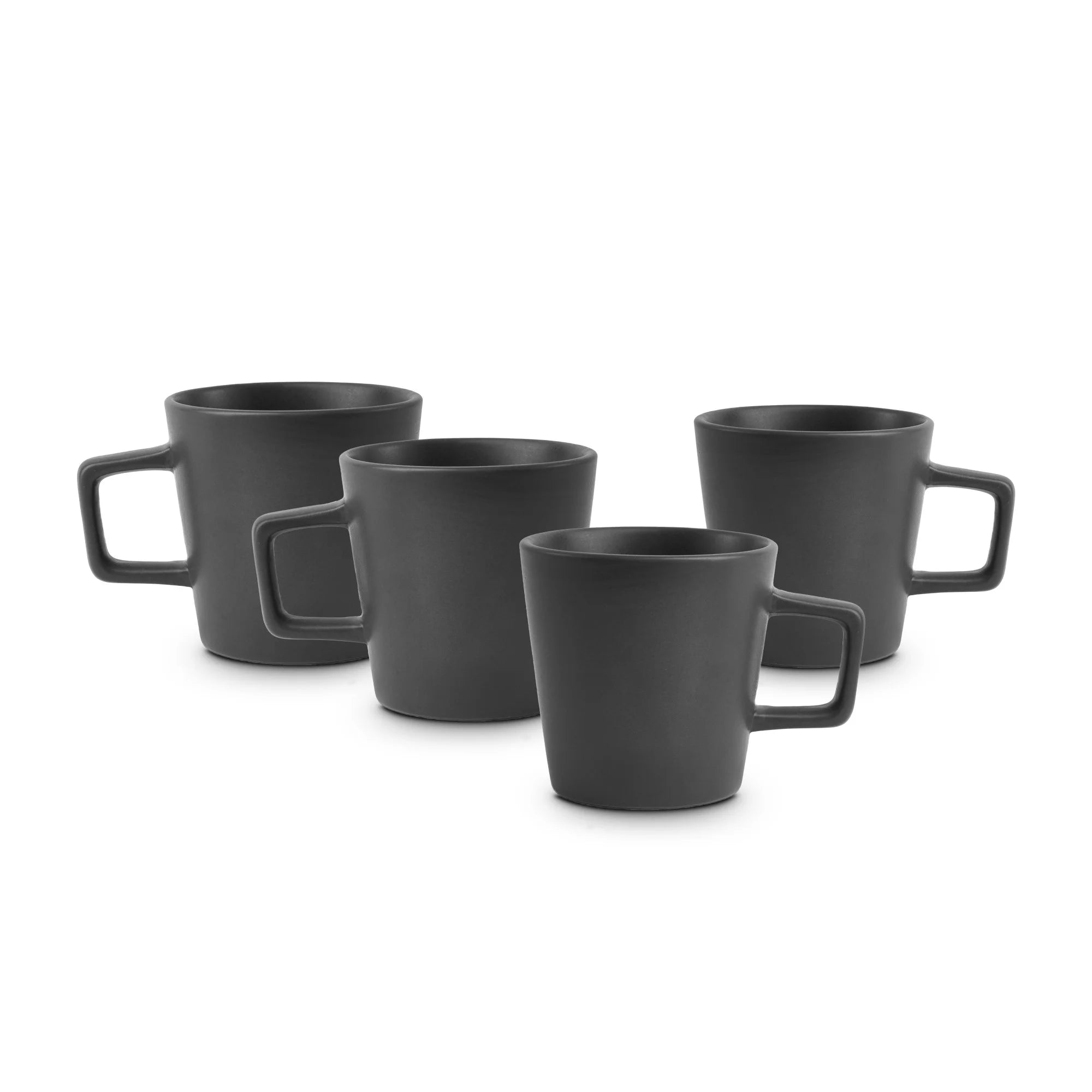 16 Pieces Stoneware Dinnerware Set, Service for 4 in Black Matte O70509