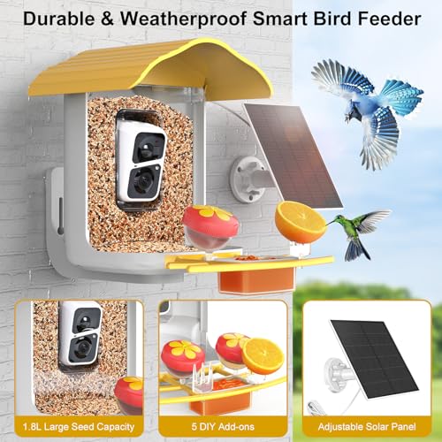 Smart Bird Feeder with Camera, 64G SD Card, Solar Panel G1530