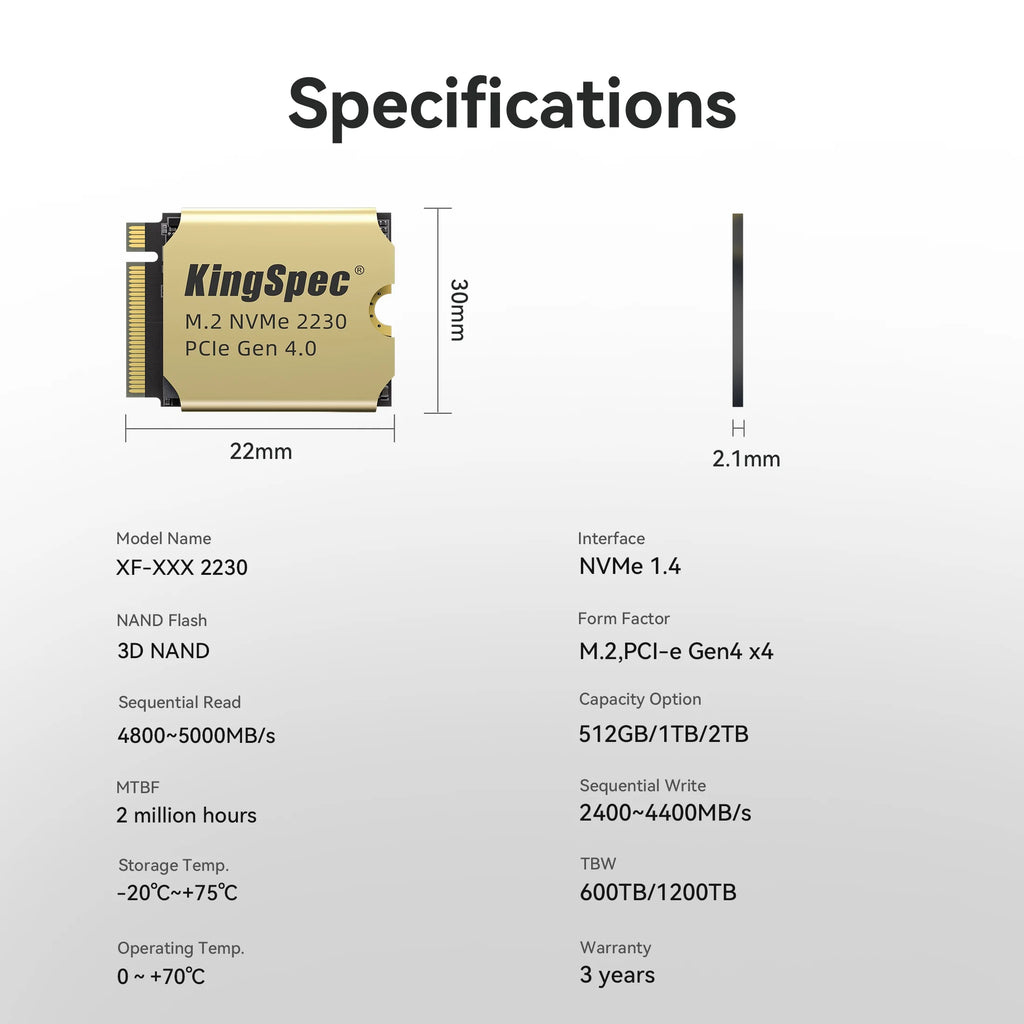 512GB M.2 2230 SSD PCIe 4.0 Copper Heatsink M213
