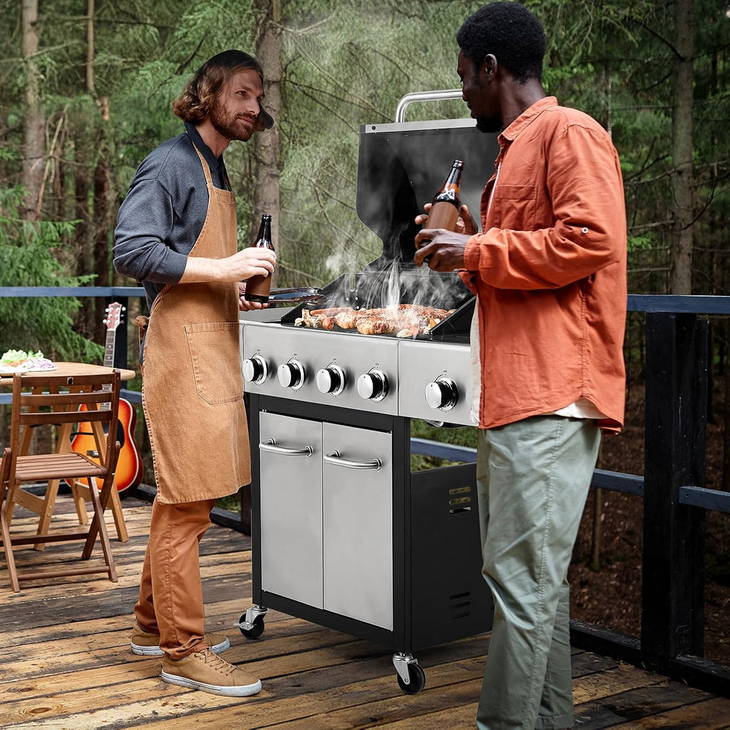 4-Burner Stainless Steel Propane Gas Grill with Side Burner L49776