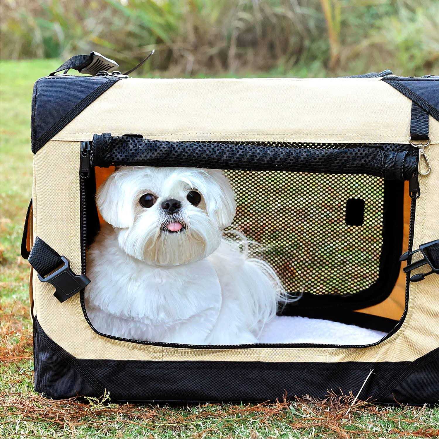Collapsible Dog Crate with Chew Proof Mesh Windows M873