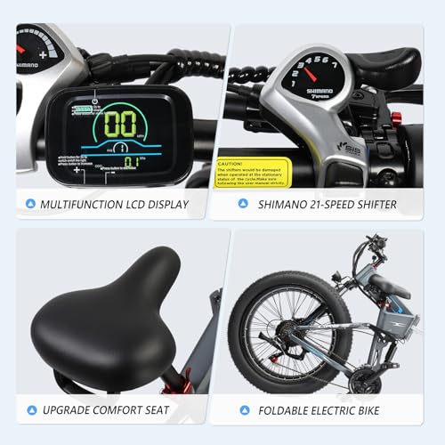 750W 48V 12AH 26" Fat Tire Full Suspension Foldable Electric Bike D7077
