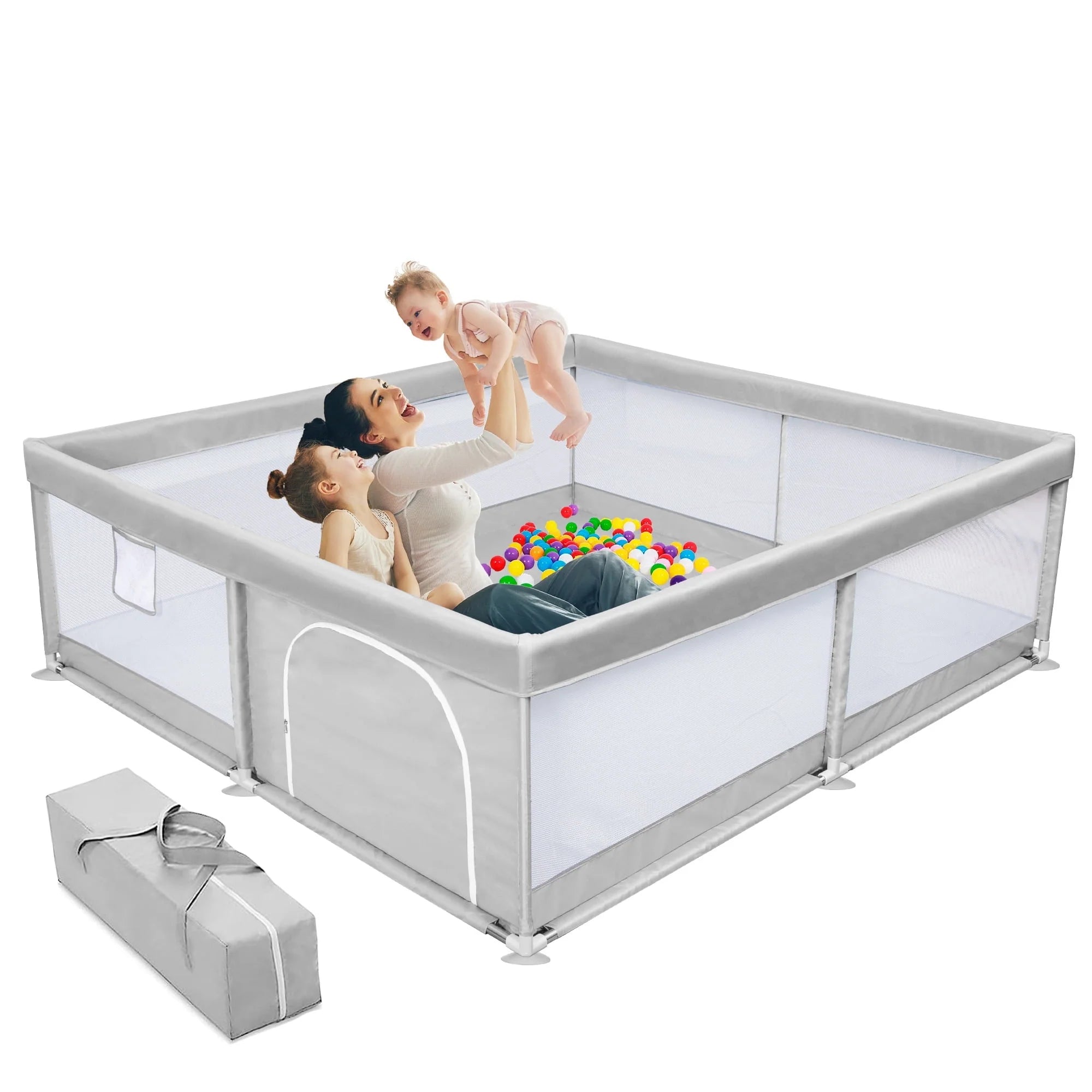 Gray Baby Playpen Large Play Yard Fence L97022