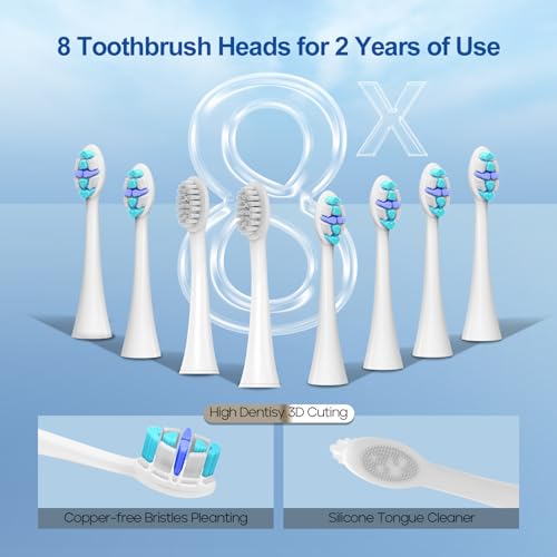 Rechargeable Electric Toothbrush with 8 Brush Heads, 5 Modes, Pressure Sensor B426249