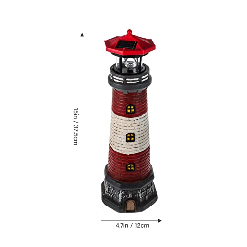 Black Solar Rotating Lighthouse Outdoor Lantern W2831