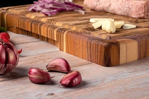 Teak Wood End Grain Cutting Board With Juice Groove P7012