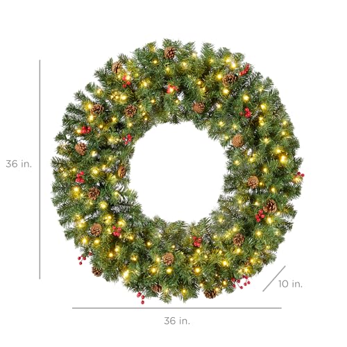 60in Artificial Pre-Lit Fir Christmas Wreath with 300 LED Lights Q1825