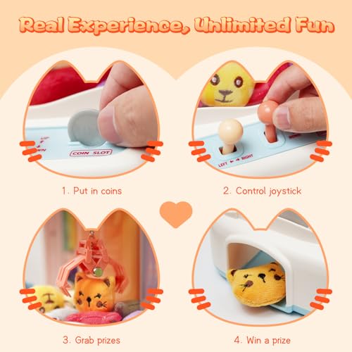 Mini Claw Machine with Music & Lights, 10 Dolls and Game Coins J603469
