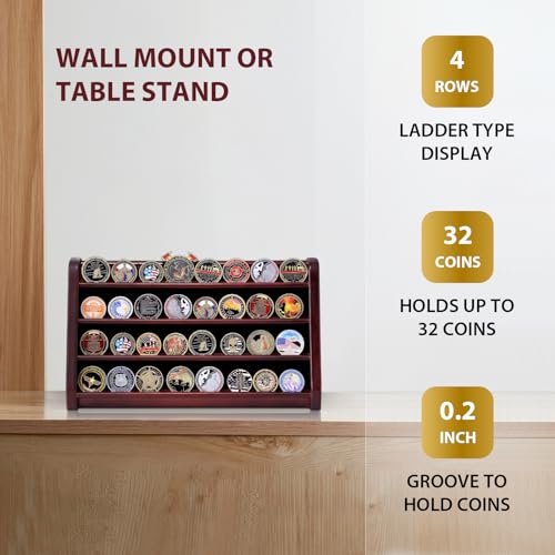 Black 5 Row Wooden Coin Display Case Holds 50 Coins B85589