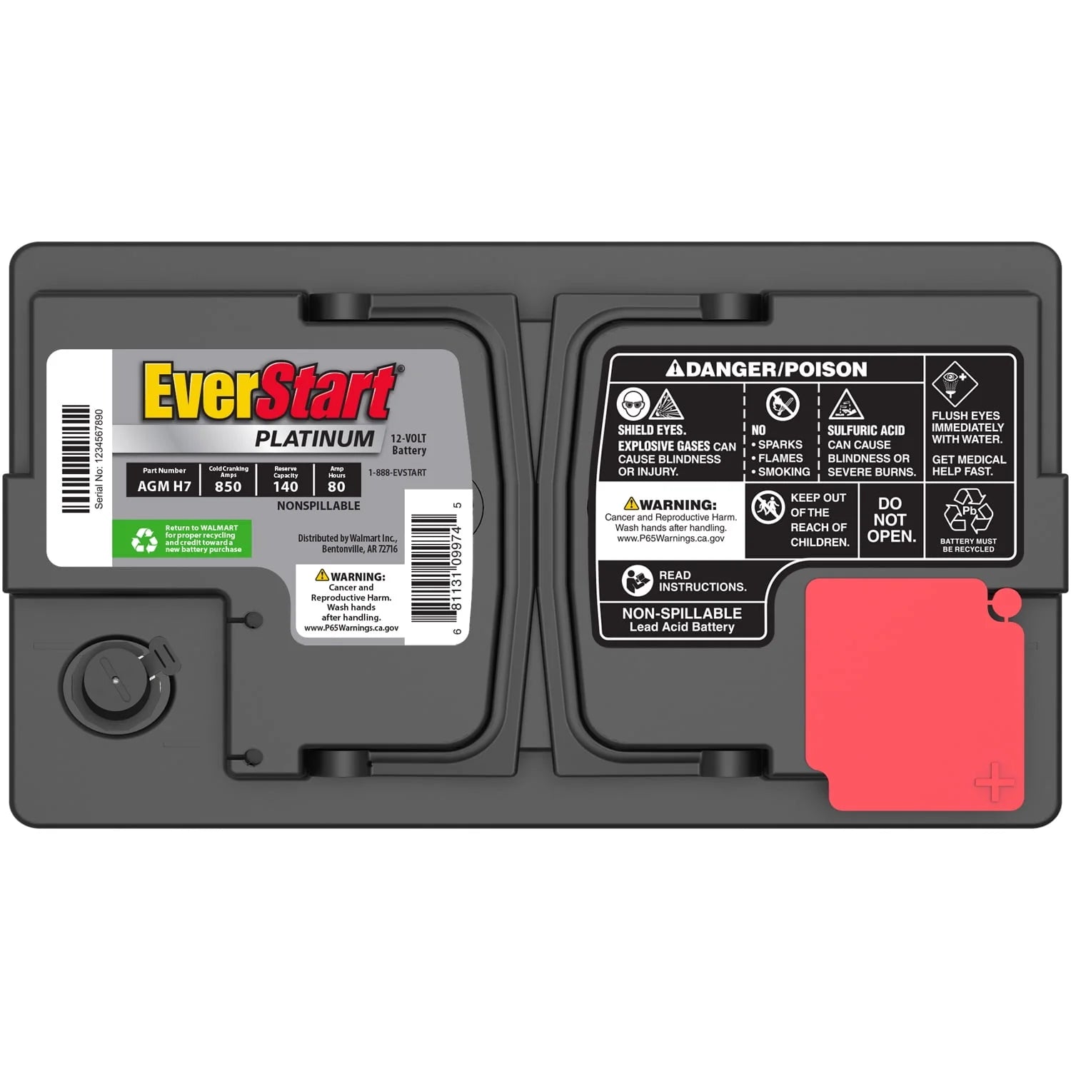 AGM Automotive Battery, Group Size H7 / LN4 / 94R 12 Volt, 800 CCA 140 RC M686744