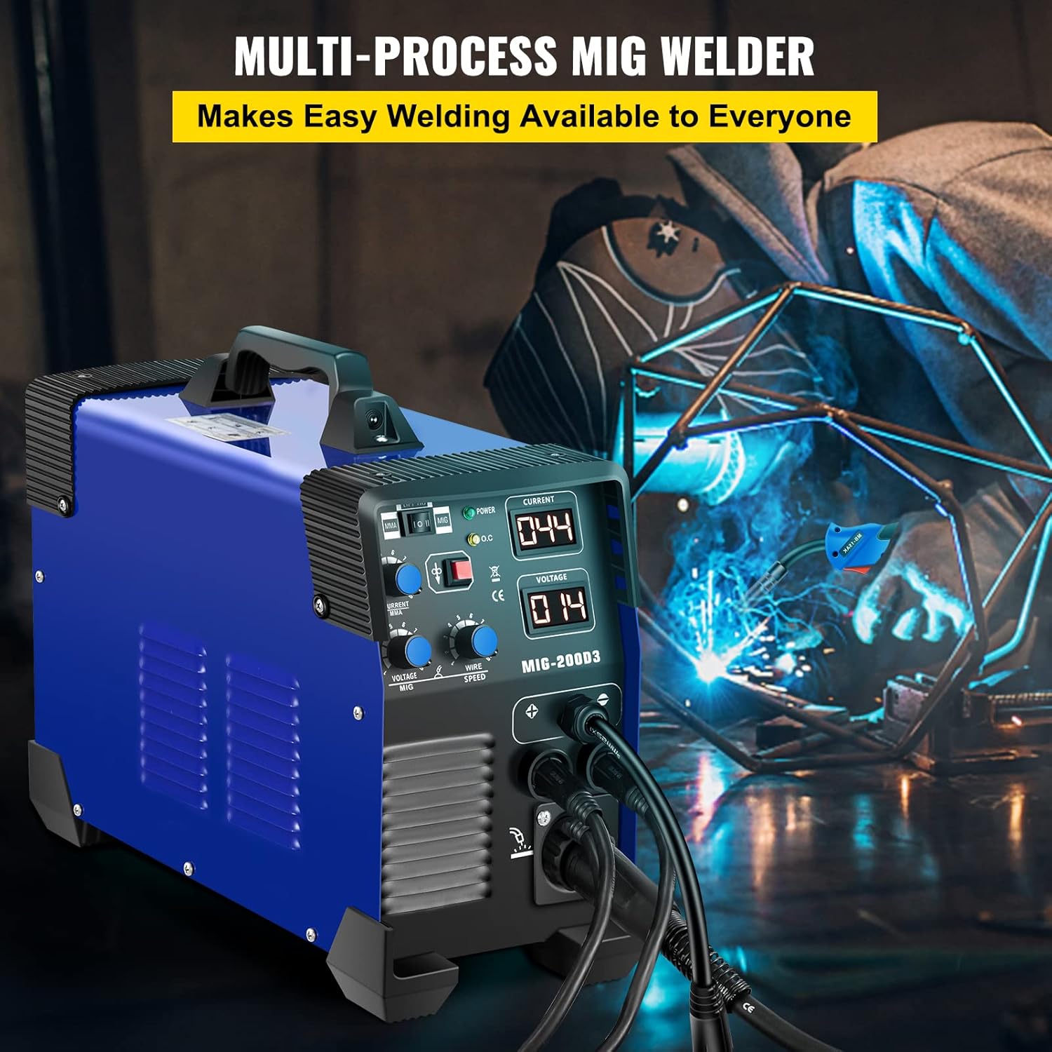 200 Amp 3 in 1 MIG TIG Arc Welding Machine with IGBT Inverter and Digital Display T920050