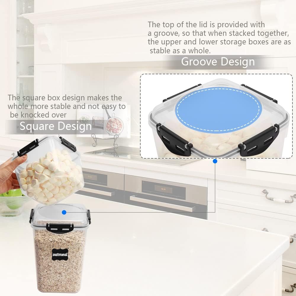 Set of 4 Plastic Airtight Food Storage Containers with Lids W39293