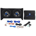 800 Watt Dual 8x22 Car Subwoofer Enclosure with Mono Amplifier and Amp Kit L827543