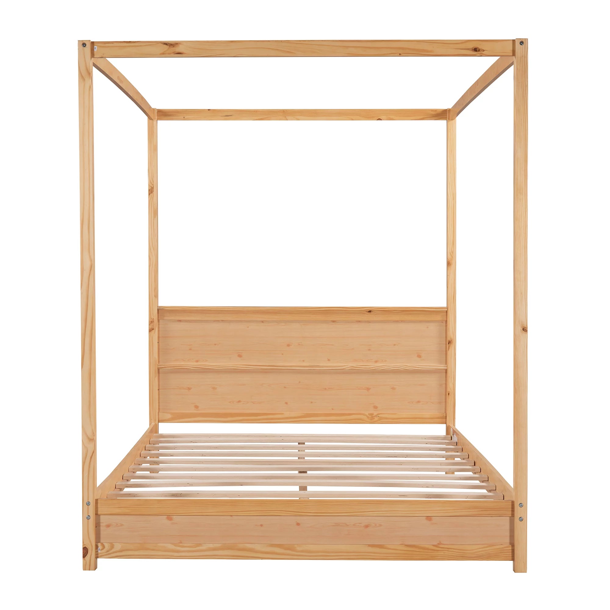 Wood Queen Size Canopy Platform Bed with Headboard O523336