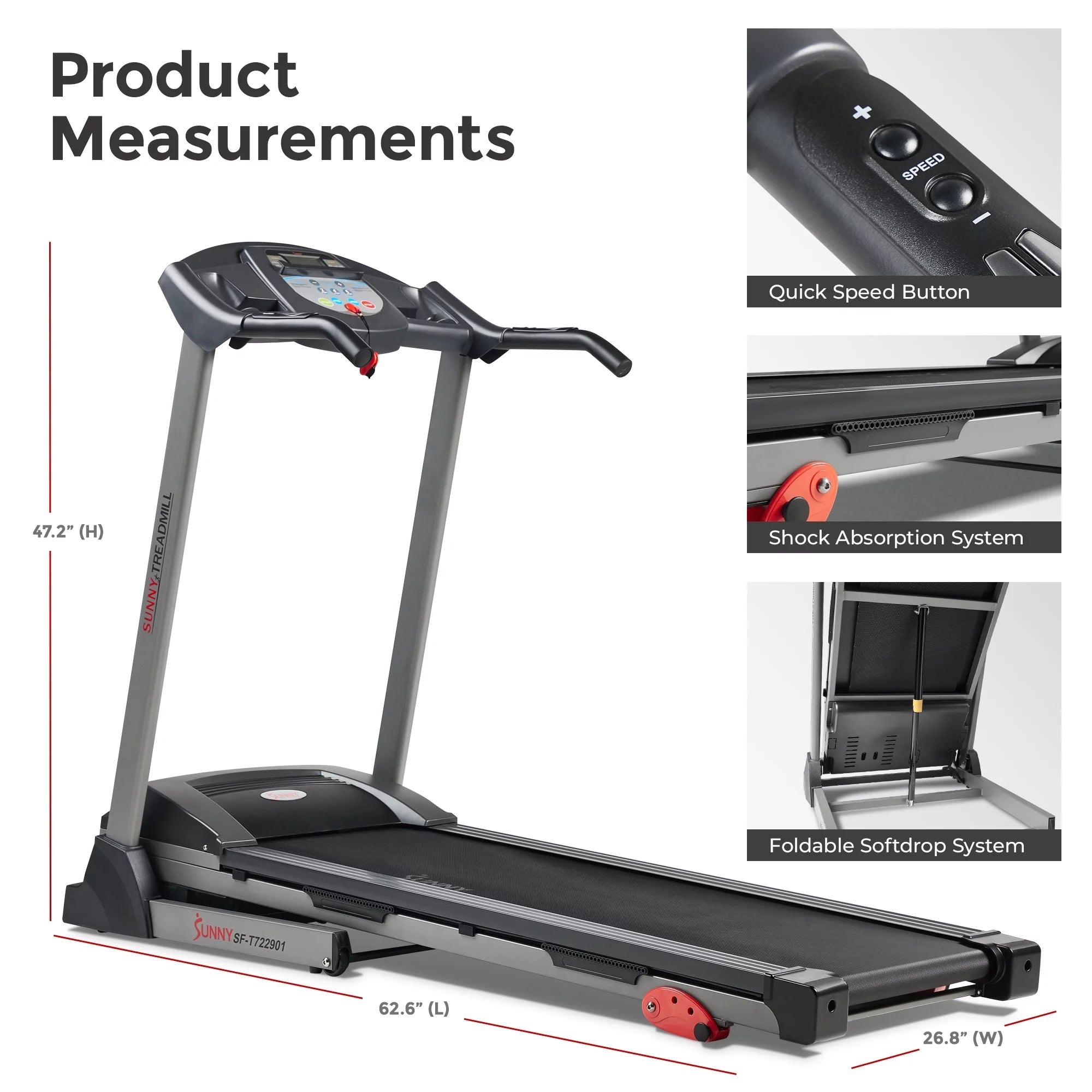 Foldable Electric Treadmill with Adjustable Incline T27263