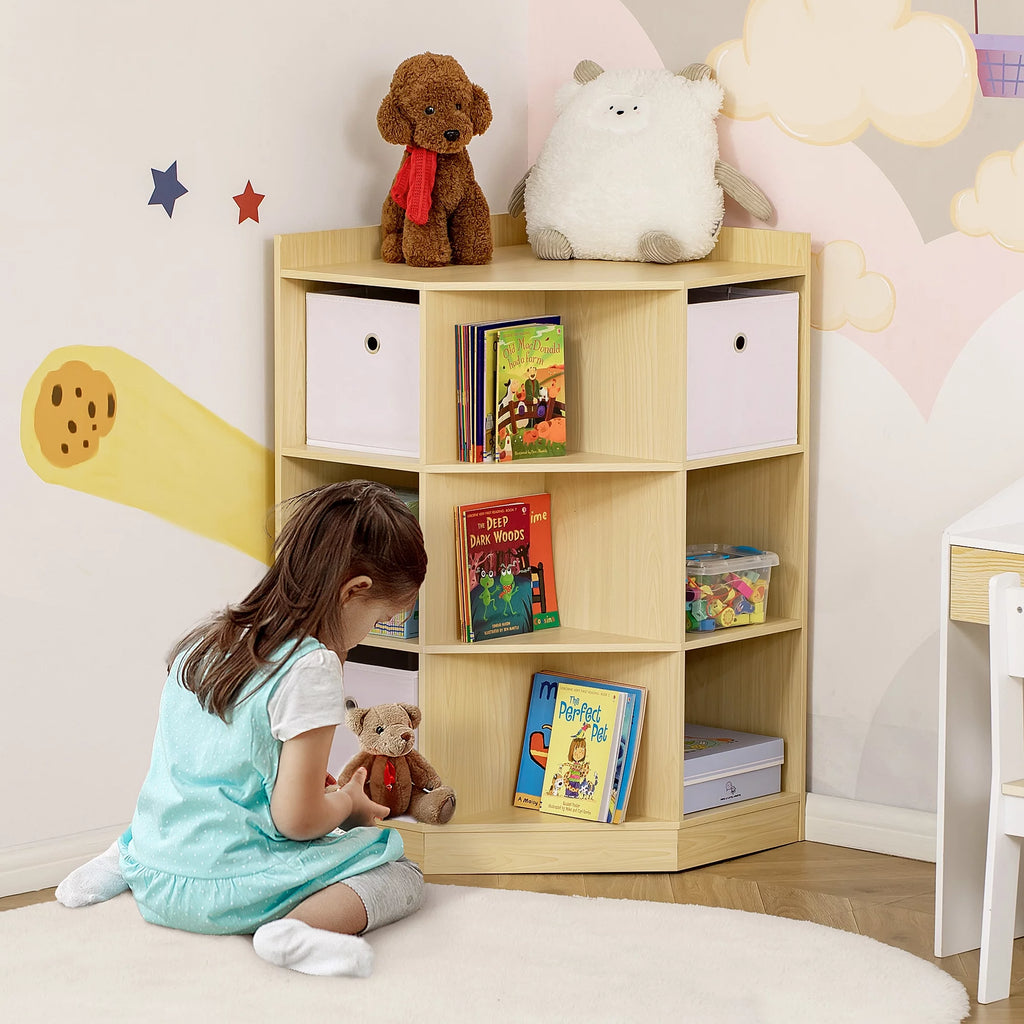 Natural Kids Corner Cabinet with Three Baskets L8478