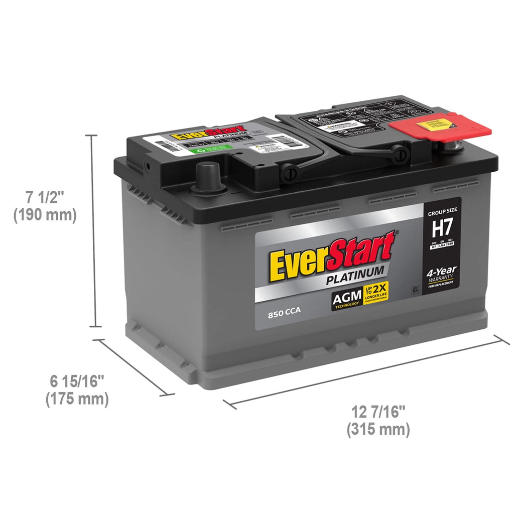 AGM Automotive Battery, Group Size H7 / LN4 / 94R 12 Volt, 800 CCA 140 RC M686744