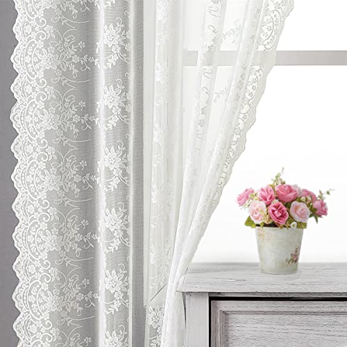 Scalloped Lace Sheer Curtains 2 Panels J723466