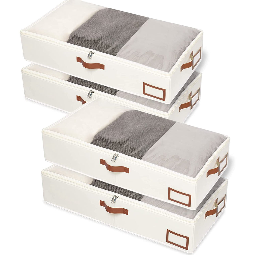 Beige 4 Pack Under Bed Storage Containers with Lids H59306