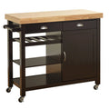 Wenge/Natural Kitchen Cart with Wood Top O53521