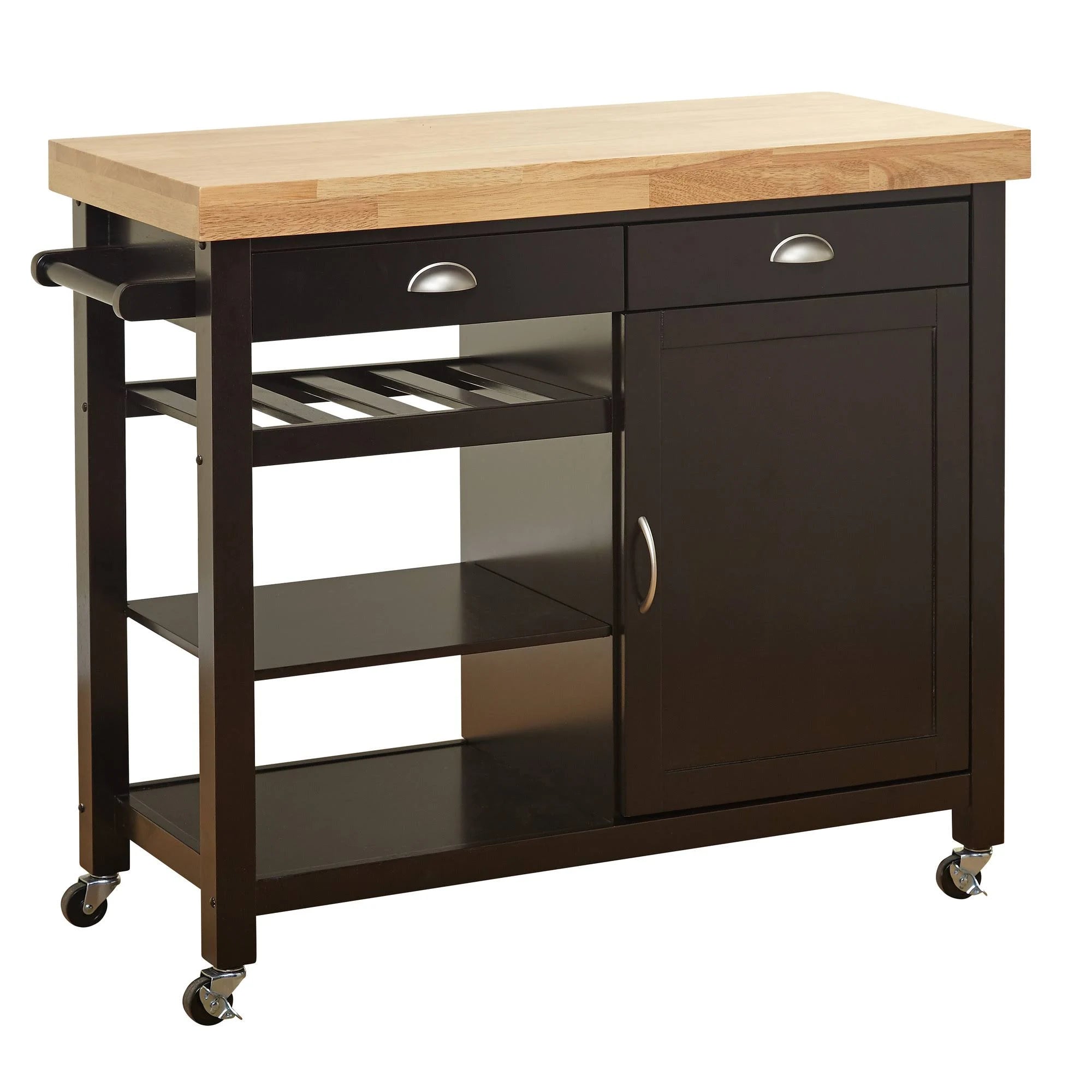 Wenge/Natural Kitchen Cart with Wood Top O53521