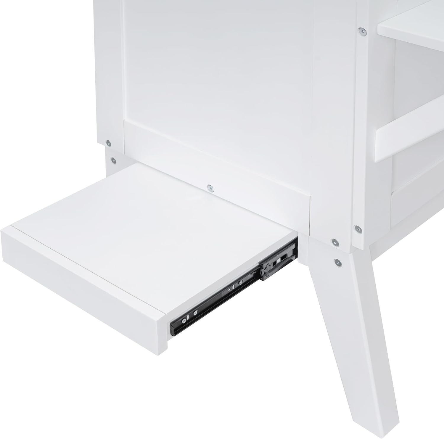 White Queen Wooden Murphy Bed with Desk Board and Removable Shelves O868387