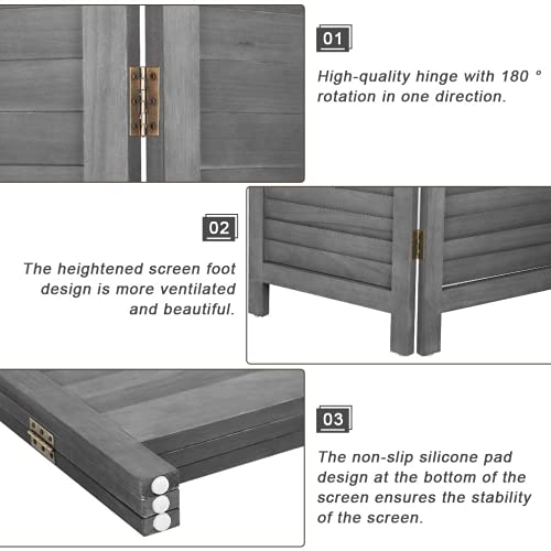 Natural Paulownia Wood 3 Panel Folding Privacy Screen M9858