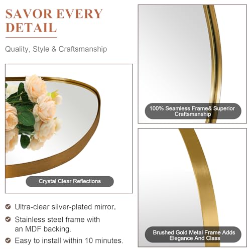 Brushed Gold Irregular Wall Mirror 24x36” Z52719