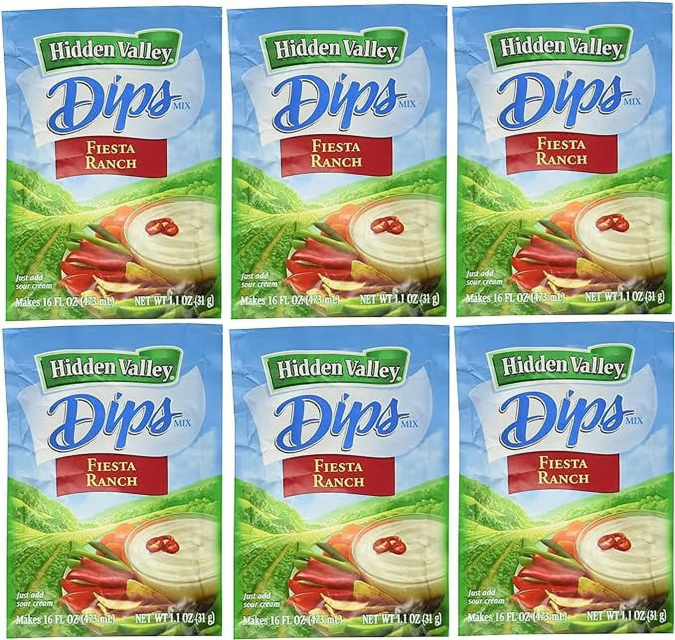 Fiesta Ranch Dips Mix, 1.1 Ounce (Pack of 6) W71755