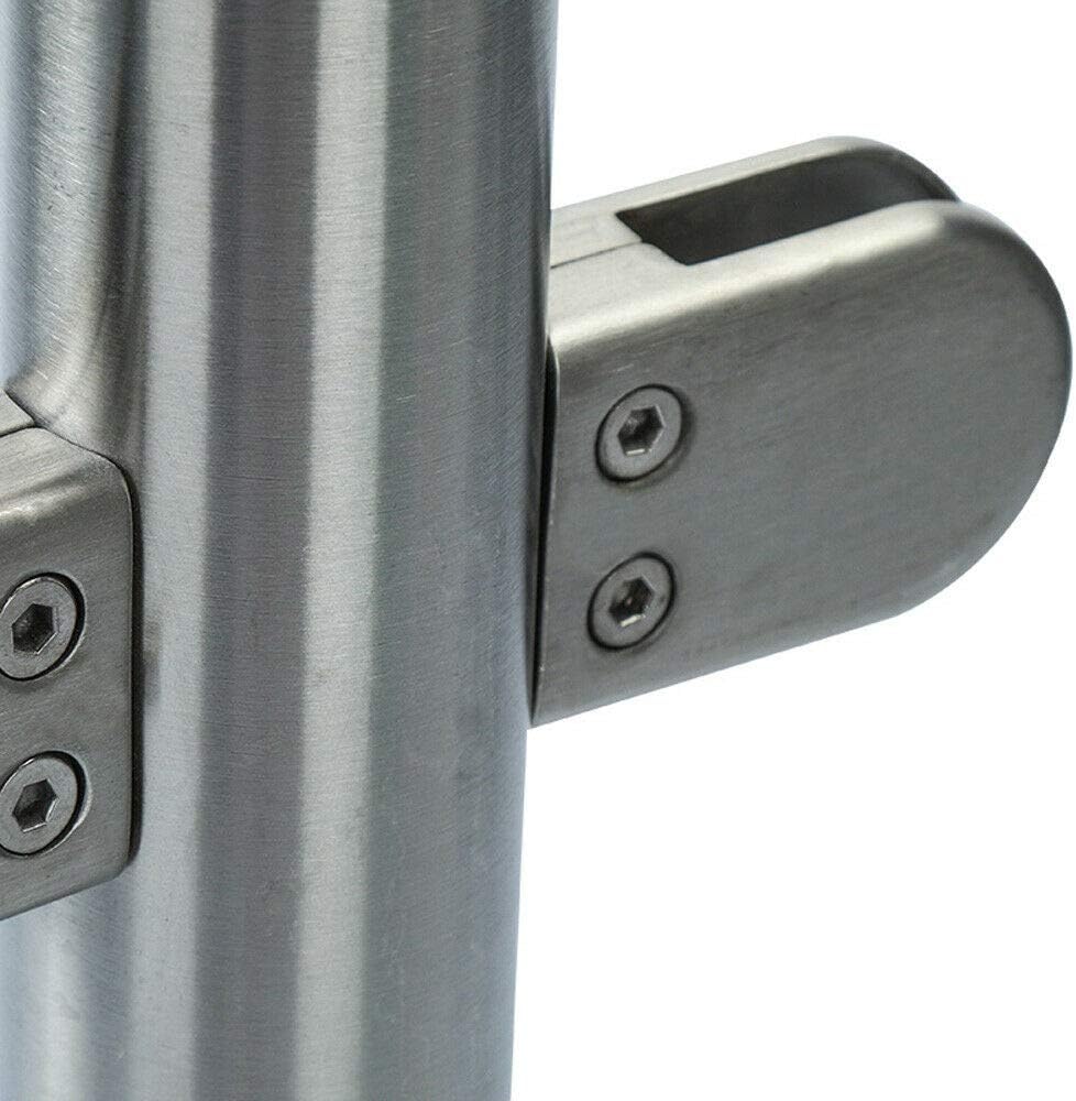 110cm High Glass Balustrade Railing Post Glazing Stainless Steel Pole Handrail Silver Pack of 2 M7609