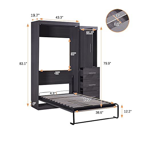 Twin Murphy Bed Wood Wall Bed Q8437