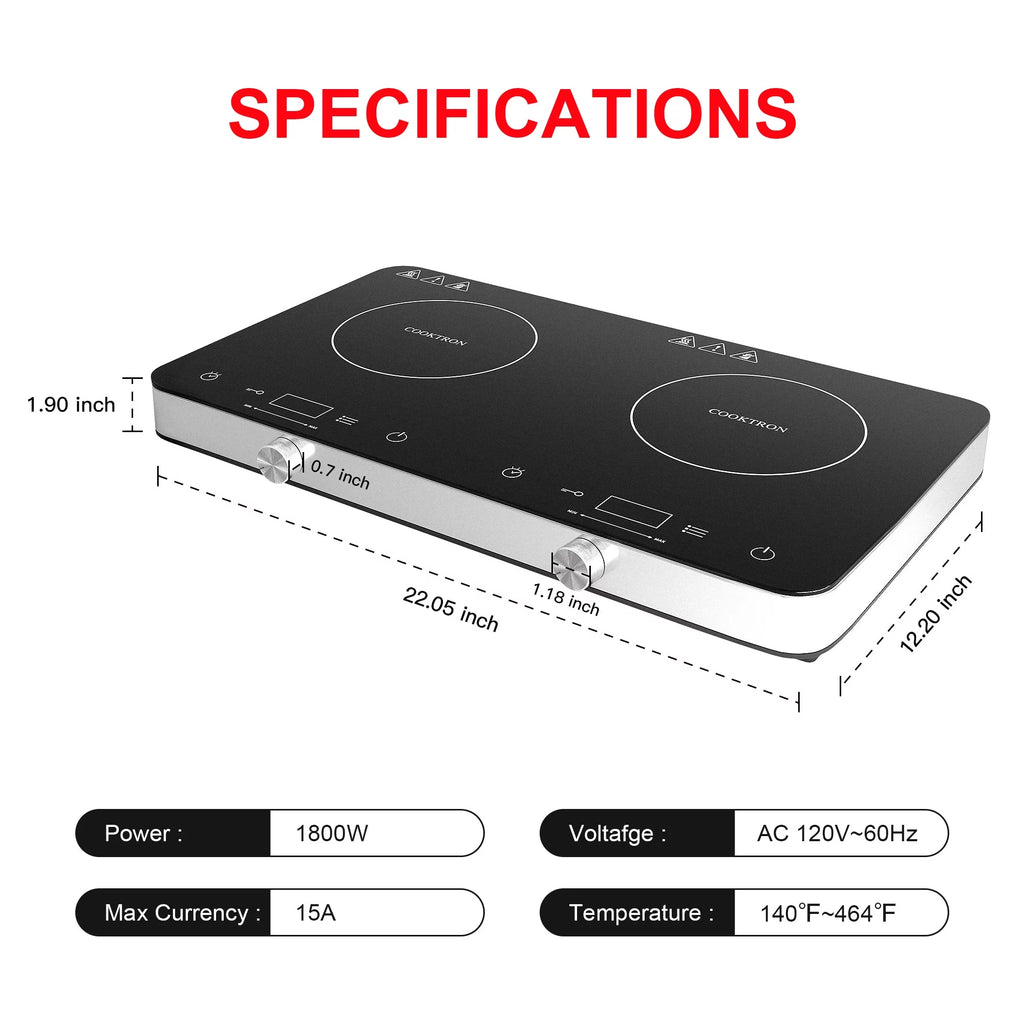 1800W Double Burner Electric Induction Cooktop K43027