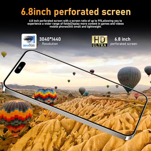 Unlocked Smartphone 6.8" HD Screen 6800mAh 6+256GB with 128GB Memory Card N329