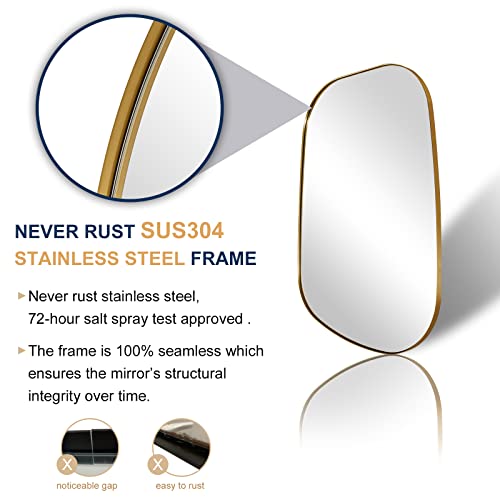 Brushed Gold Irregular Wall Mirror 24x36” Z52719