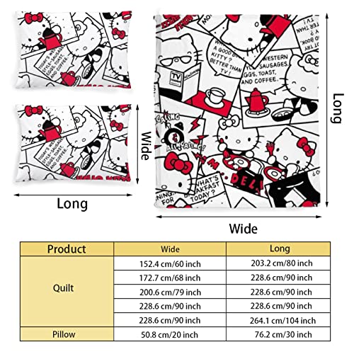 Kawaii Cat Printed Full Comforter Cover Set with 2 Pillowcase K705