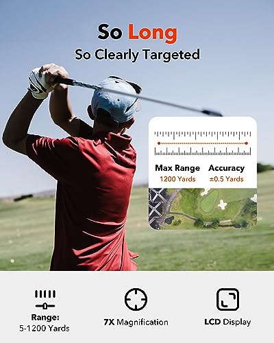 1200 Yards Laser Range Finder with Slope, 7X Magnification, Rechargeable G76654