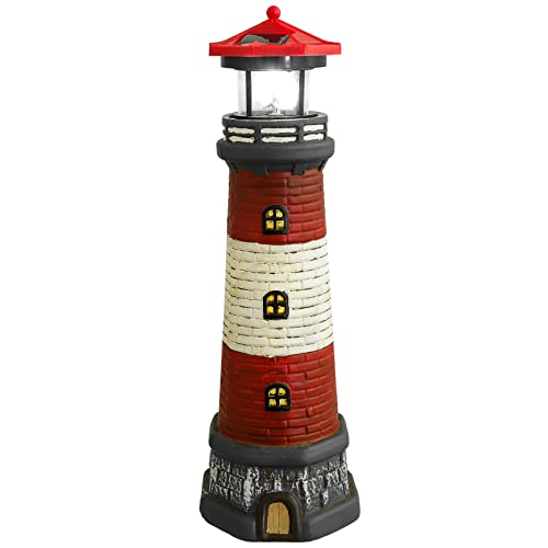 Black Solar Rotating Lighthouse Outdoor Lantern W2831