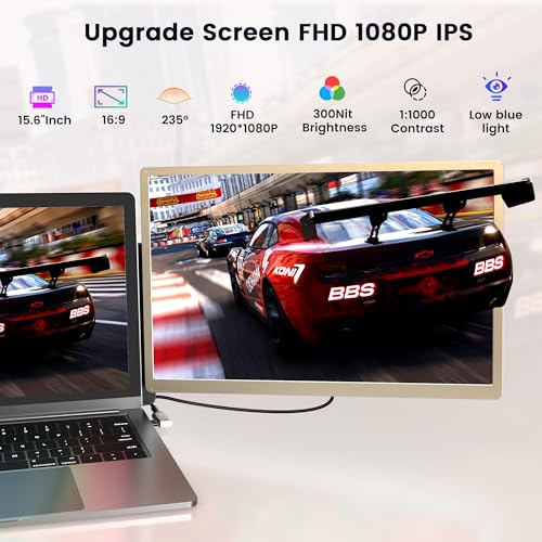 15.6" Portable Triple Monitor with IPS FHD 1080P Display C7486