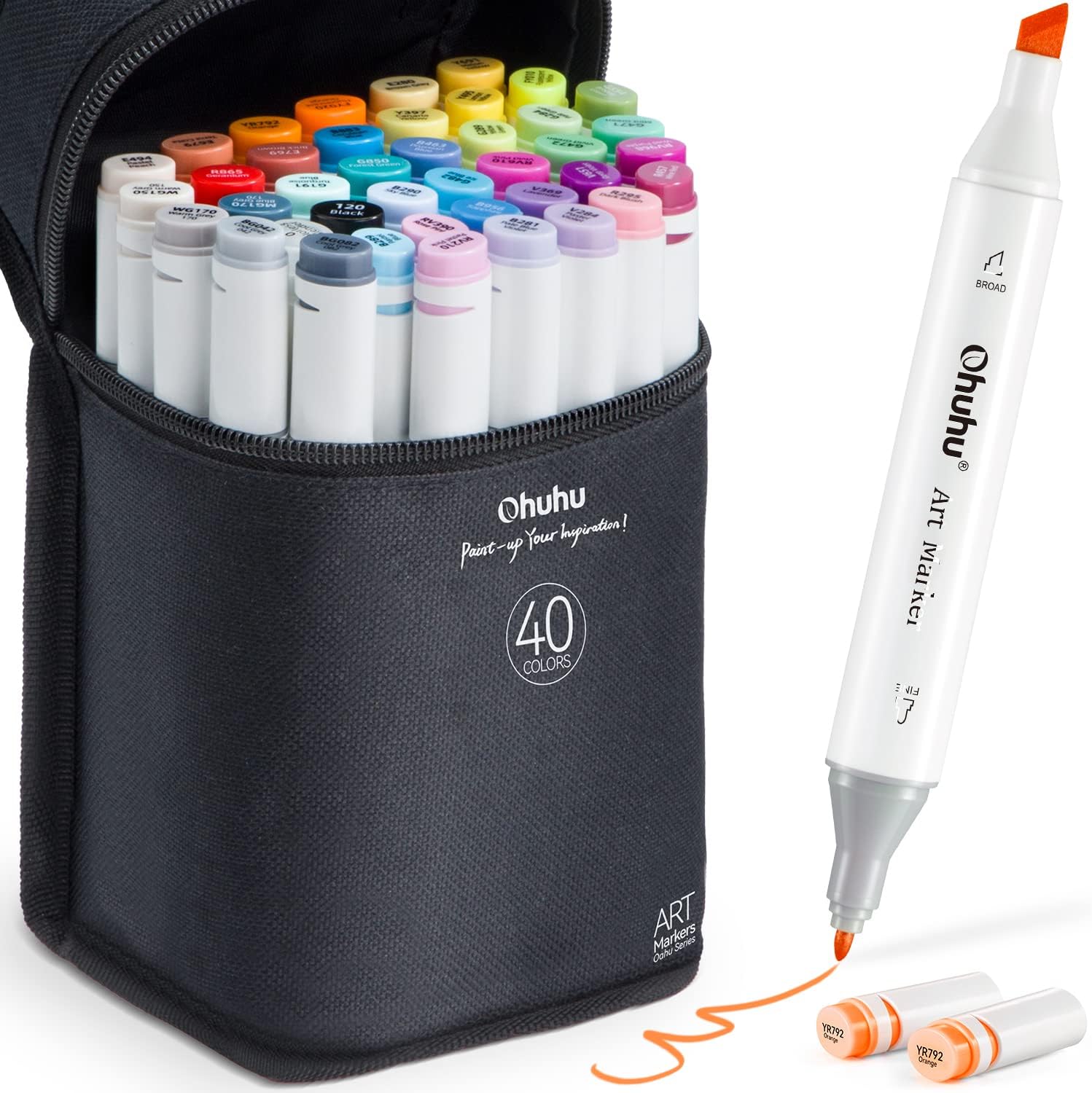 40 Colors Alcohol Markers with Chisel & Fine Dual Tips C814004