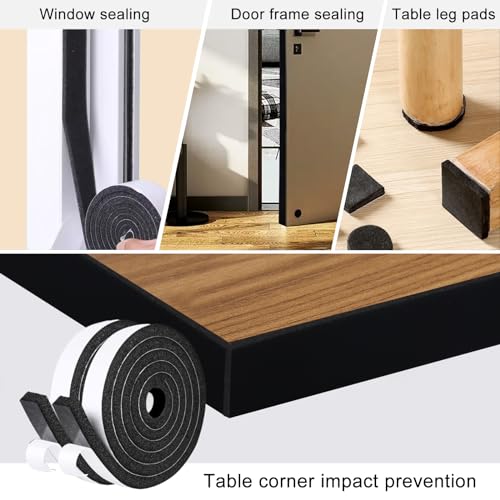 Black Self Adhesive Foam Insulation Tape 1/2In x 1/4In x 33Ft Q656