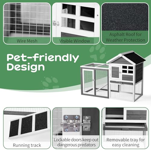 48" Wood Rabbit Hutch with Run S928544