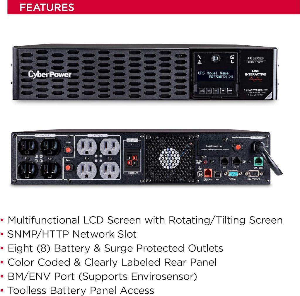 750VA 750W 8 Outlets 2U Rack Tower UPS System X553