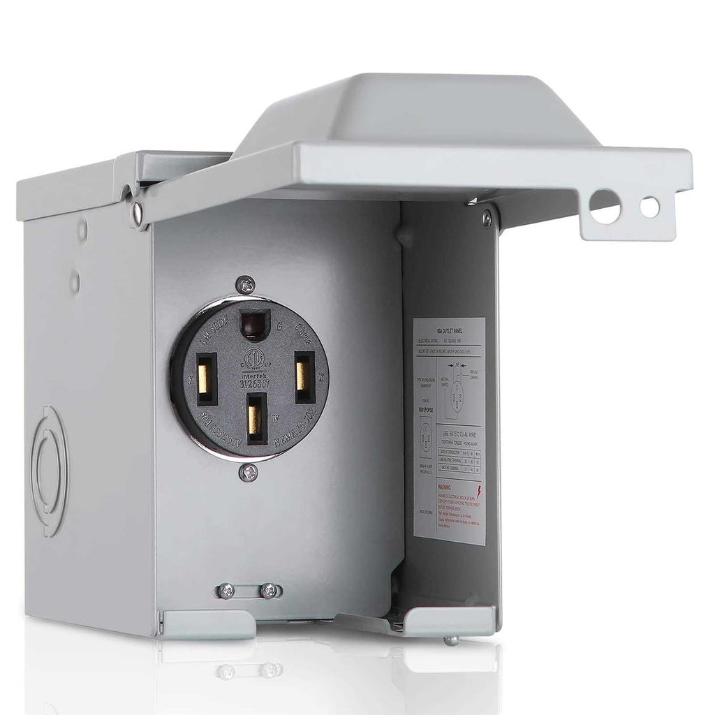 50 Amp 125/250 Volt NEMA 14-50R Weatherproof RV Power Outlet Box U4495
