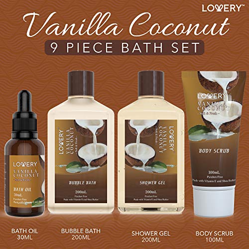 9 Piece Vanilla Coconut Home Spa Gift Basket C134