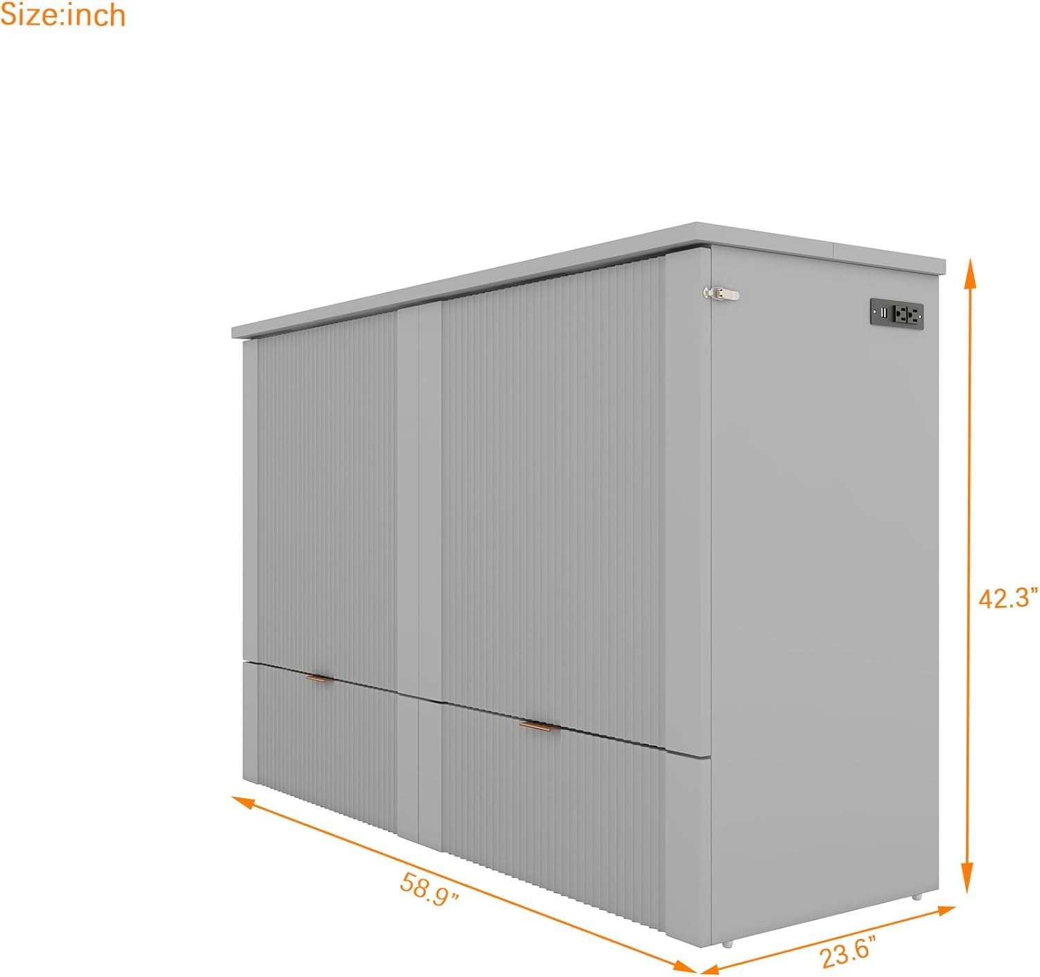 Gray Full Size Murphy Bed with Storage Drawers K368629