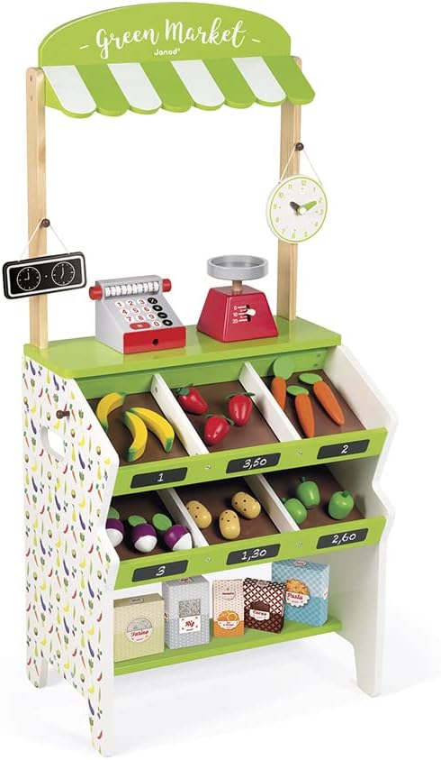 Wooden Grocery Store Playset with 32 Accessories V213
