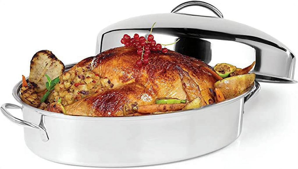 42cm Stainless Steel Oval Turkey Roaster With Rack & Lid P82765