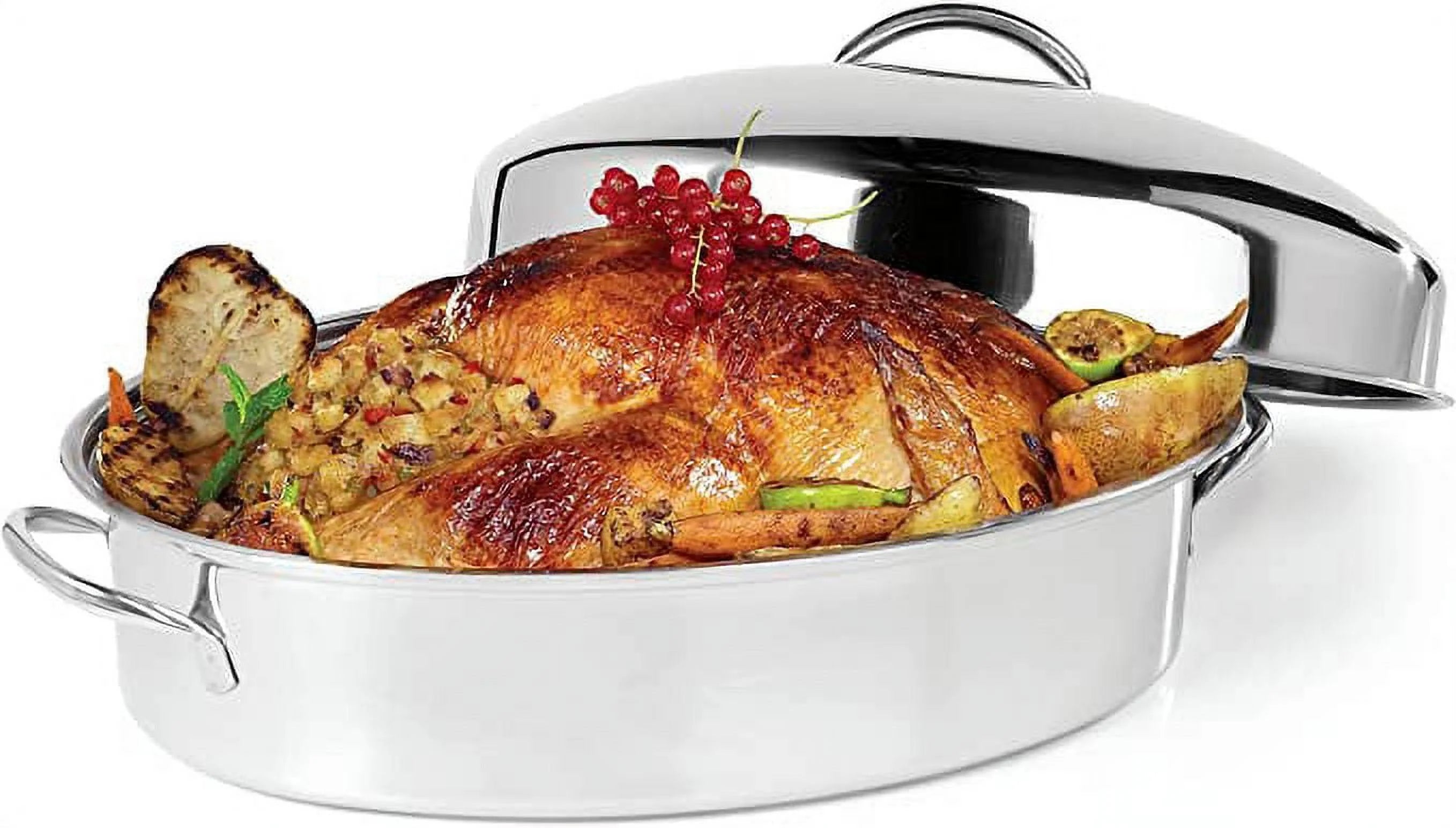 42cm Stainless Steel Oval Turkey Roaster With Rack & Lid P82765