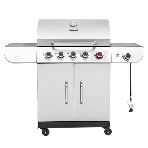 5 Burner Propane Gas Grill with Side Burner & Sear Burner, Stainless Steel C37811